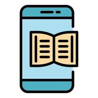 Smartphone-Buch-Lernsymbol Farbumrissvektor vektor