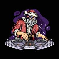 weihnachtsweihnachtsmann, der dj-musik auf weihnachtsfeier spielt vektor