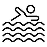 Ozean-Schwimmen-Symbol-Umrissvektor. Sicherheitswasser vektor