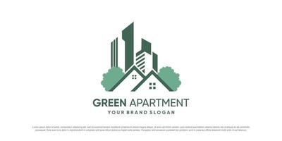 grön stad logotyp design vektor med modern stil