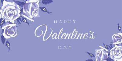 Lycklig valentines dag. årgång engelsk rosor. ljus horisontell baner med elegant blommig element. realistisk stil, vår rosa rosor. för reklam baner, affisch, flygblad. vektor