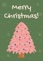 groovige weihnachtskarte mit weihnachtsbaum. weihnachts- und neujahrsfeierkonzept. gut für Grußkarten, Einladungen, Banner, Webdesign. vektor