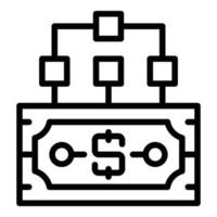 Symbol-Umrissvektor für Bargeld monetarisieren. digital führen vektor