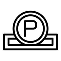 parkering mynt ikon översikt vektor. bil trafik vektor