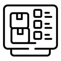 Produktsymbol-Umrissvektor für die Monitorsteuerung. digitale Verwaltung vektor