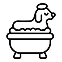 Schaum Hund Badewanne Symbol Umriss Vektor. Tier waschen vektor