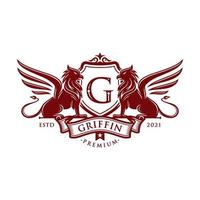 vintage griffin, griffon-logo-design vektor