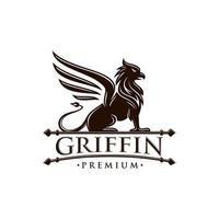 vintage griffin, griffon-logo-design vektor