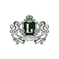 Heraldik-Löwe, Linienkunst-Logo-Design vektor