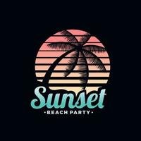 sonnenuntergang, sommerstrand-logo-design vektor