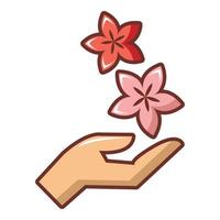 Hand mit Blumen-Symbol, Cartoon-Stil vektor