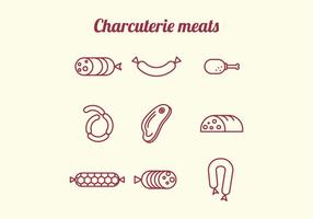 Charcuterie Fleisch Icons vektor