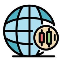 Farbe des Umrissvektors für globale Händlersymbole vektor