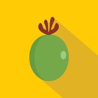 grön färsk feijoa frukt ikon, platt stil vektor