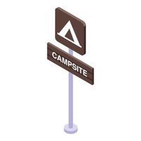 Campingplatz Straßenschild Symbol isometrischer Vektor. Lagerzelt vektor