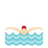 Mann mit roter Mütze im Schwimmbad-Symbol, flacher Stil vektor