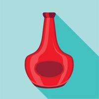 rote Glasflasche für Alkoholsymbol, flacher Stil vektor