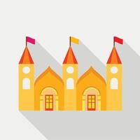 bostads- herrgård med torn och flaggor ikon vektor