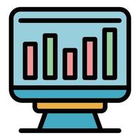 Überwachung Finanzdiagramm Symbol Farbe Umriss Vektor