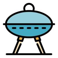 Picknick Grill Symbol Farbe Umriss Vektor