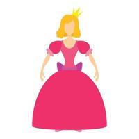 Prinzessin in rosa Kleid-Ikone, Cartoon-Stil vektor