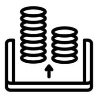 Symbol Umrissvektor für Einkommensmünzen. Kreditbedingungen vektor