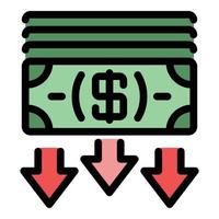 kris kontanter pengar ikon Färg översikt vektor