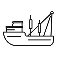 Cargo Fischerboot Symbol Umriss Vektor. Fischschiff vektor