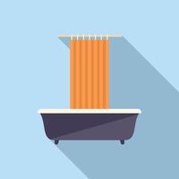 Badewanne Duschvorhang Symbol flachbild Vektor. sauberes Badezimmer vektor