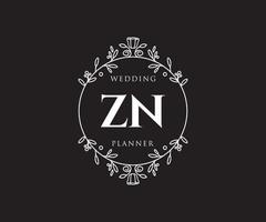 zn initialen brief hochzeitsmonogramm logos sammlung, handgezeichnete moderne minimalistische und florale vorlagen für einladungskarten, save the date, elegante identität für restaurant, boutique, café im vektor