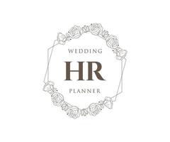 hr initialen brief hochzeit monogramm logos sammlung, handgezeichnete moderne minimalistische und florale vorlagen für einladungskarten, save the date, elegante identität für restaurant, boutique, café im vektor