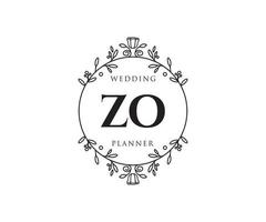 zo initials brief hochzeitsmonogramm logos sammlung, handgezeichnete moderne minimalistische und florale vorlagen für einladungskarten, save the date, elegante identität für restaurant, boutique, café im vektor