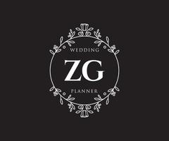 zg initialen brief hochzeitsmonogramm logos sammlung, handgezeichnete moderne minimalistische und florale vorlagen für einladungskarten, save the date, elegante identität für restaurant, boutique, café im vektor