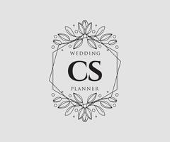 cs initialen brief hochzeitsmonogramm logos sammlung, handgezeichnete moderne minimalistische und florale vorlagen für einladungskarten, save the date, elegante identität für restaurant, boutique, café im vektor