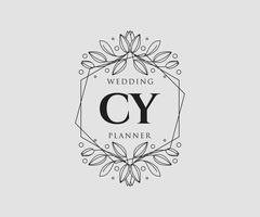 cy initialer brev bröllop monogram logotyper samling, hand dragen modern minimalistisk och blommig mallar för inbjudan kort, spara de datum, elegant identitet för restaurang, boutique, Kafé i vektor