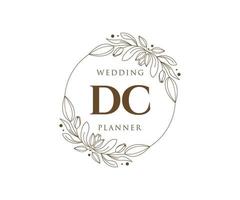 dc initialen brief hochzeitsmonogramm logos sammlung, handgezeichnete moderne minimalistische und florale vorlagen für einladungskarten, save the date, elegante identität für restaurant, boutique, café im vektor