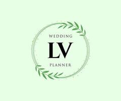 lv initialen brief hochzeitsmonogramm logos sammlung, handgezeichnete moderne minimalistische und florale vorlagen für einladungskarten, save the date, elegante identität für restaurant, boutique, café im vektor