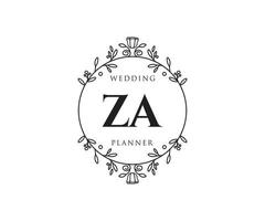 za initialen brief hochzeitsmonogramm logos sammlung, handgezeichnete moderne minimalistische und florale vorlagen für einladungskarten, save the date, elegante identität für restaurant, boutique, café im vektor