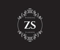 zs initialer brev bröllop monogram logotyper samling, hand dragen modern minimalistisk och blommig mallar för inbjudan kort, spara de datum, elegant identitet för restaurang, boutique, Kafé i vektor