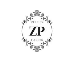 Z P initialer brev bröllop monogram logotyper samling, hand dragen modern minimalistisk och blommig mallar för inbjudan kort, spara de datum, elegant identitet för restaurang, boutique, Kafé i vektor