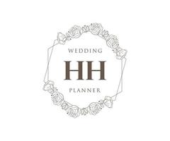 hh initialen brief hochzeitsmonogramm logos sammlung, handgezeichnete moderne minimalistische und florale vorlagen für einladungskarten, save the date, elegante identität für restaurant, boutique, café im vektor