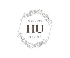 hu initialen brief hochzeitsmonogramm logos sammlung, handgezeichnete moderne minimalistische und florale vorlagen für einladungskarten, save the date, elegante identität für restaurant, boutique, café im vektor