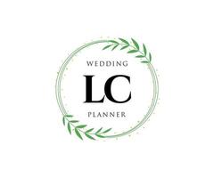 lc initials brief hochzeitsmonogramm logos sammlung, handgezeichnete moderne minimalistische und florale vorlagen für einladungskarten, save the date, elegante identität für restaurant, boutique, café im vektor