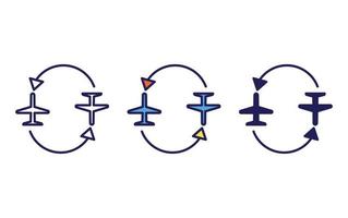 Flugreise, Rotationslinie und Glyphensymbol, Vektorillustration vektor