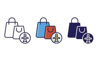 Duty-Free-Taschenlinie und Glyphen-Symbol, Vektorillustration vektor