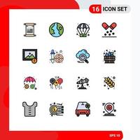 Stock-Vektor-Icon-Pack mit 16 Zeilenzeichen und Symbolen für Farbauswahl-Bildverarbeitungsalarm-Medizin editierbare kreative Vektordesign-Elemente vektor