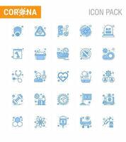 covid19 korona virus förorening förebyggande blå ikon 25 packa sådan som covid virus epidemi över hela världen säkerhet viral coronavirus 2019 nov sjukdom vektor design element