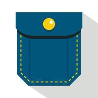 blå ficka med gul knapp ikon, platt stil vektor