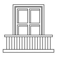 klassisk balkong balustrad med fönster ikon vektor