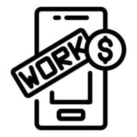 Smartphone-Online-Arbeitssymbol Umrissvektor. Brieftasche machen vektor